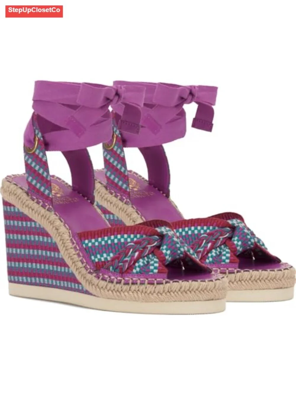 Woven Lace Up Wedge Sandals - Espadrille Platform Ankle Tie
